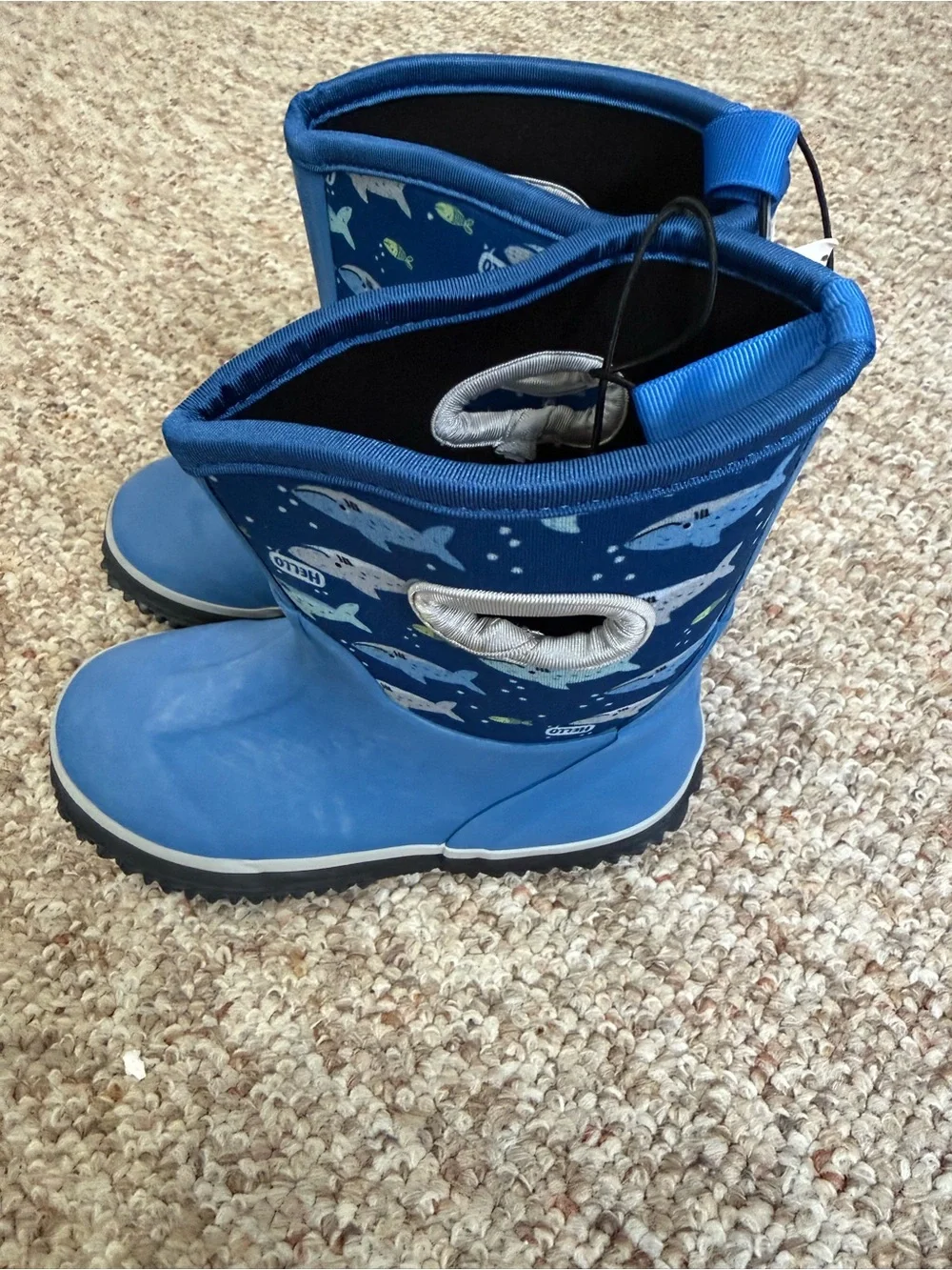Kids Blue Shark Print Rain Boots